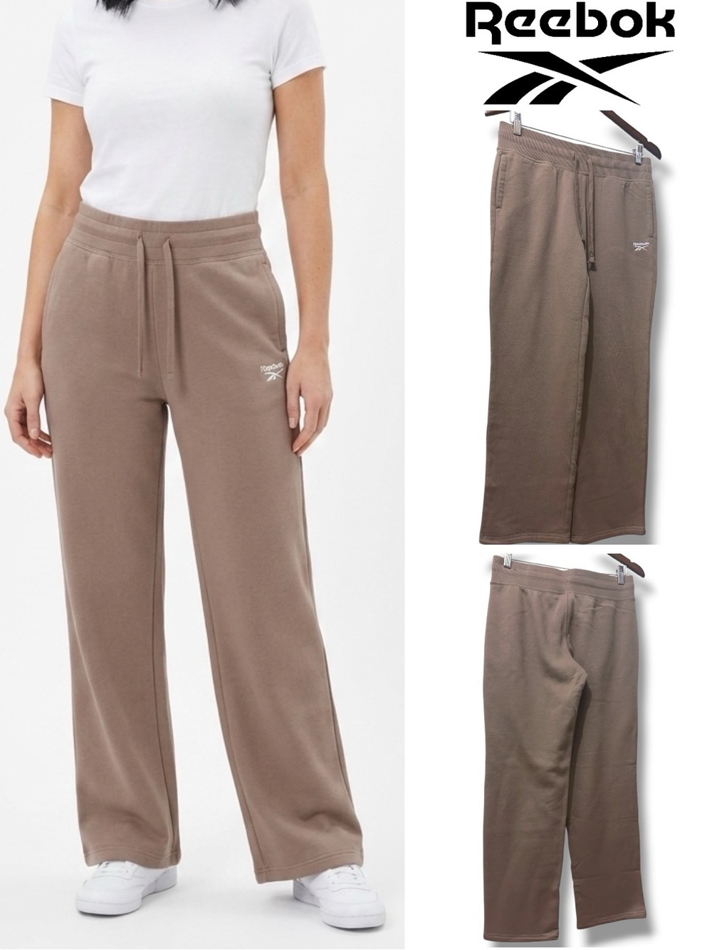 Reebok | NWOT Taupe Brown Cotton Blend Fleece Straight Leg Sweatpants (Size S)